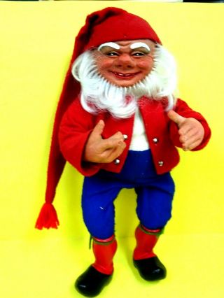 1960s 14 " Arne Hasle Askim Elf Gnome Poseable Latex - Rubber - Norway - Signed Feet