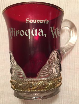 Viroqua,  Wisconsin Ruby Glass Souvenir Cup
