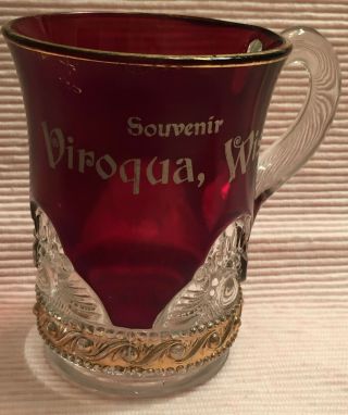 Viroqua,  Wisconsin ruby glass souvenir cup 4