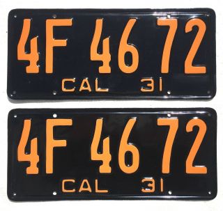 1931 California License Plates Pair.  Dmv Clear,  Professionally Restored.