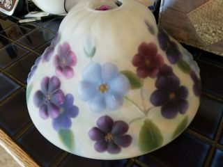 Vintage Reverse Painted Large Puffy Lamp Shade 15 W X 7 " H