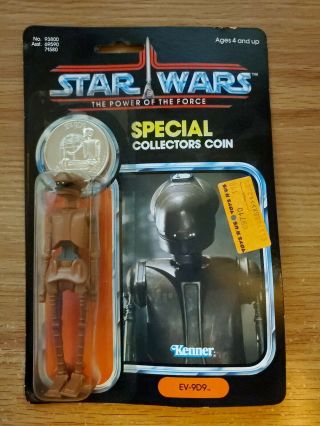 1984 Star Wars Power Of The Force Potf Ev - 9d9 Droid Figure W/collectors Coin