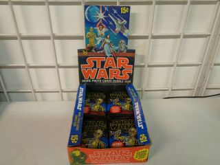 Vintage 1977 Topps Star Wars Trading Cards Series 1 Box W/ 18 Wax Packs
