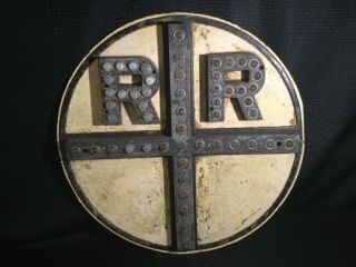 Vintage Railroad Crossing Sign Cat Eye/marble Reflectors 24” Diameter