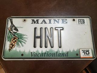 2010 Maine Chickadee Vanity License Plate Hnt 3 Letter Hunt Hunter Hunting