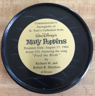 MARY POPPINS Snowglobe FEED THE BIRDS Cathedral DISNEY 35th COMMEMORATIVE 1999 6