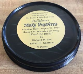 MARY POPPINS Snowglobe FEED THE BIRDS Cathedral DISNEY 35th COMMEMORATIVE 1999 7