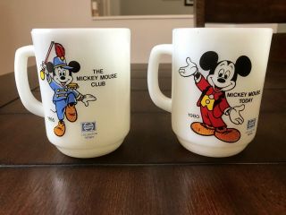 Vintage Mickey Mouse Club Mug Cup 1955 Pepsi Collectors Series Disney Set Of 2