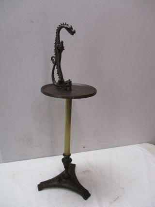Antique Cast Iron Dragon Ashtray Stand - " Scroll Art Mfg.  Co.  "