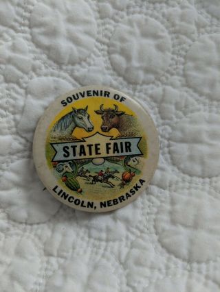 Vintage Advertising Pinback Buttons - Souvenir Lincoln Nebraska State Fair Animals