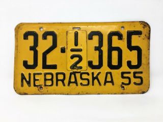 (2) Vintage 1955 Nebraska Truck And Farm License Plates