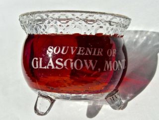 1900 Glasgow Montana Mt Valley Co Antique Cranberry Glass " Chamberpot " Souvenir