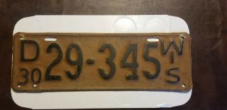 1930 Wisconsin License Plate Considering It 