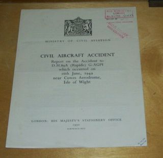 De Havilland Dh89a Rapide G - Agpi Accident Report Cowes Isle Of Wight June 1949