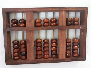 Vintage Lotus - Flower Brand Wood Abacus Peoples Republic Of China 9 Rods 63 Beads 3