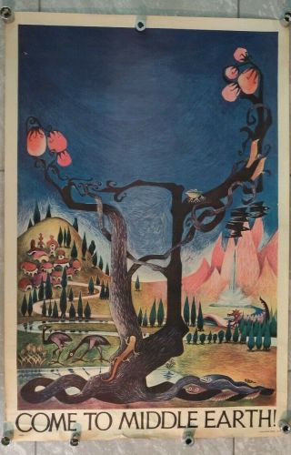 Vtg J.  R.  R.  Tolkien B Remington Brem Come To Middle Earth Poster 1960s