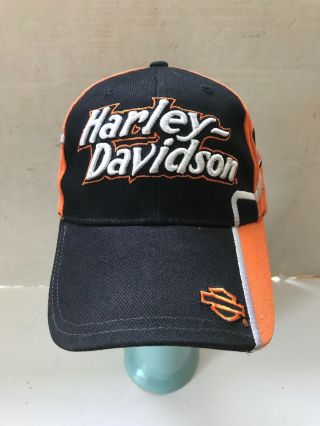 Harley Davidson Motorcycles Hd Embroidered Hat Orange Black Strapback