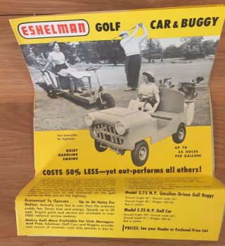 Eshelman Golf Cart Car & Buggy Vintage 1956 Advertising Brochure & Price List