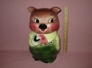 Vintage Deforest Pottery Of California Pig Cookie Jar Goody Bank Rare 12 5/8 "