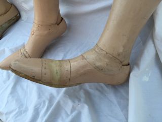 Vintage Wooden Prosthetic Leg w/ Leather Lace - Up Binding, 5