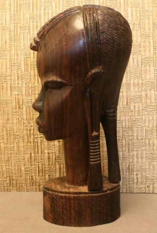 Vintage Hand Carved Wood African Woman Head Statue Bust 6 