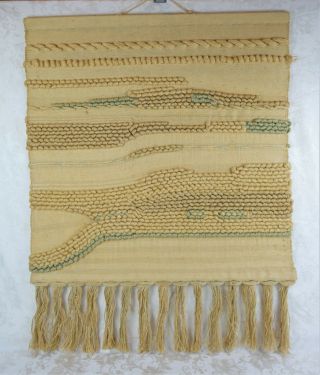 Vintage Mid C Wall Hanging Natural Fiber Art Tapestry Handmade Ica India 46x37