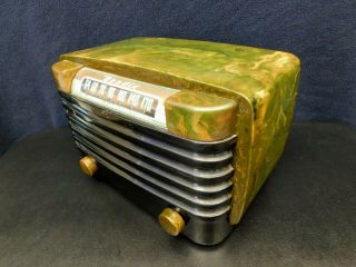 VINTAGE 1940s OLD SERVICED BENDIX ART DECO CATALIN BAKELITE ANTIQUE TUBE RADIO 2