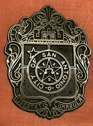 Vintage City Of San Antonio Texas Official Seal Pressed Aluminum Sign Marker