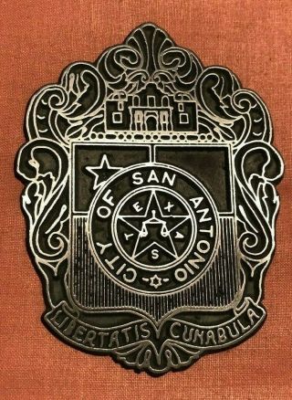 Vintage City of San Antonio Texas Official Seal Pressed Aluminum Sign Marker 2