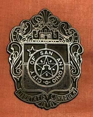 Vintage City of San Antonio Texas Official Seal Pressed Aluminum Sign Marker 4
