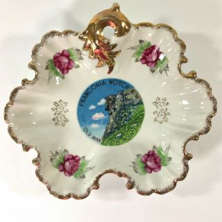 Vintage Nappy Dish Old Man Mountain Franconia Notch Hampshire Hand Painted