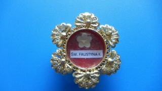 Relic First Class Saint Faustina (faustyna) Kowalska In Gold Plated Reliquary