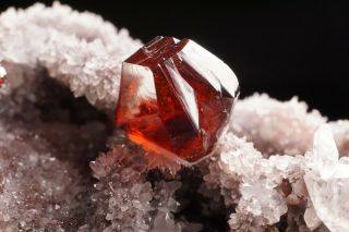 GEM Sphalerite Crystal on Quartz SHUIKOUSHAN,  CHINA 2