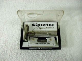 Vintage 1961 Gillette Fat Boy 1 - 9 Adjustable De Safety Razor G 2 W/case