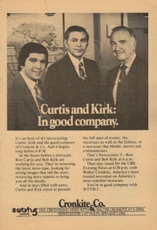1980 Wtvh Tv News Ad Walter Cronkite Bob Kirk Ron Curtis Cbs Cronkite & Co