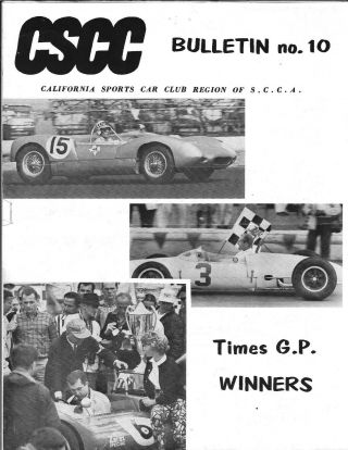 Cscc Bulletin 10 1962 Scca - California Sports Car Club Region Newsletter