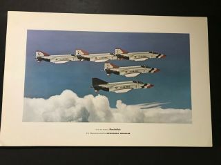 Rare Mcdonnell Douglas Usaf Thunderbirds F - 4 Phantom 17x11 Lithograph