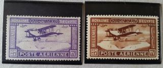 24/5.  Egypt,  1926 C1,  1929 C2 Mnh,  Biplane,  Egypt C1,  C2 1926,  1929 Biplane Mnh