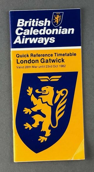 British Caledonian London Gatwick Qr Airline Timetable Summer 1982 Bcal Airways
