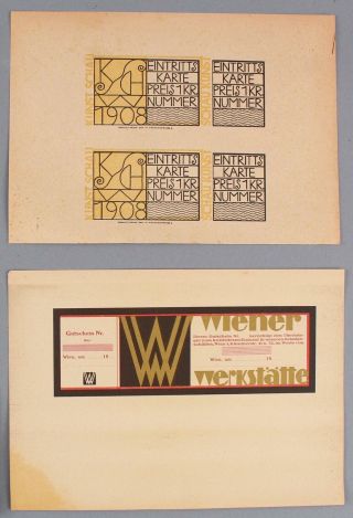 Gustav Klimt Kunstschau Ticket,  Adolf Loos Print WIENER WERKSTATTE Store Coupon 5