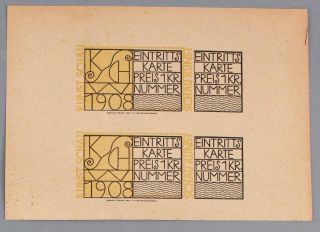 Gustav Klimt Kunstschau Ticket,  Adolf Loos Print WIENER WERKSTATTE Store Coupon 6