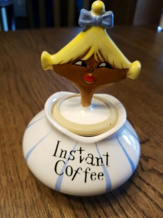 Vintage Holt Howard Pixieware Instant Coffee Jar And Spoon