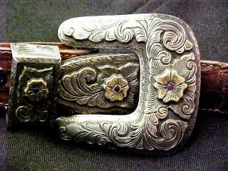 Dale Harris14k Gold With Rubies - Sterling Silver Belt Buckle - Santa Fe Mexico
