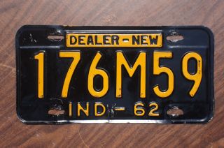 1962 Indiana Car Dealer License Plate