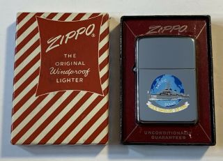 1957 Town & Country Zippo Lighter Uss Shields - Hand Painted Beauty - Mib