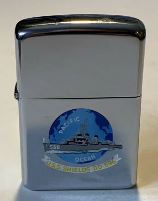 1957 Town & Country Zippo Lighter USS Shields - hand painted beauty - MIB 3