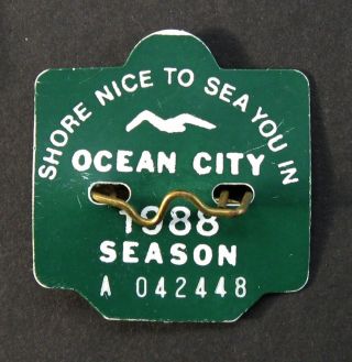 1988 Ocean City,  Nj Seasonal Beach Tag / Badge