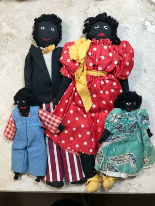 Vintage Rag Dolls African American Family Handmade Circa 1940s