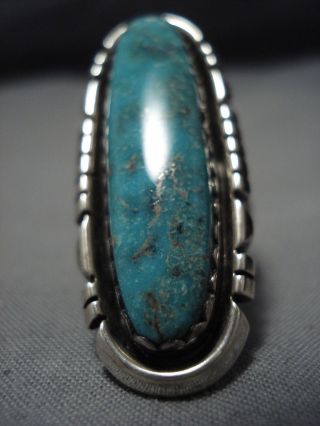 Important Vintage Santo Domingo Towering Turquoise Sterling Silver Ring Old