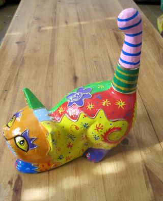 Oaxacan Handcarved Handpainted Wooden Magical Cat